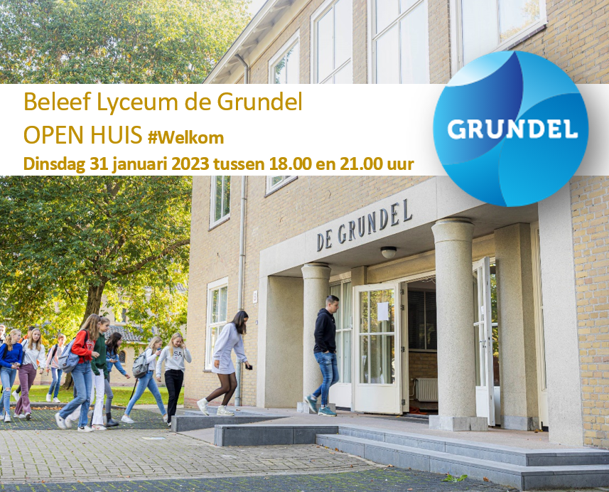 #OpenHuis #Welkom Beleef Lyceum de Grundel en maak kennis met onze school en onze nieuwe lijnen #Sport, #Technologie, #Wereld en #Kunst &amp; #Cultuur
Graag ontvangen we jullie dinsdag 31 januari 2023 tussen 18.00 en 21.00 uur. Graag tot ziens!