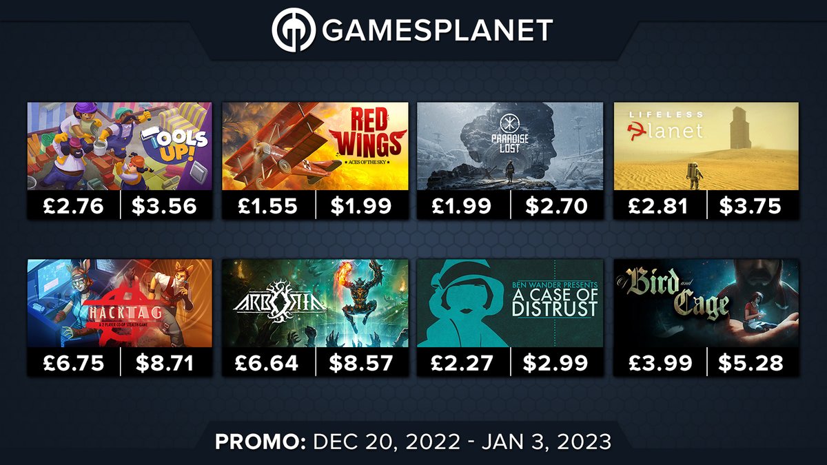 GamesplanetUK's tweet photo. Go on adventures, fly high in the sky and more with new Arcade Indie Deals on #ToolsUp, #RedWings, #Arboria, #Hacktag and more! 😉
🛩️ https://t.co/hT1IzoOx1V
Deals end Jan 2nd at 12am GMT https://t.co/L4UYrq6LnB