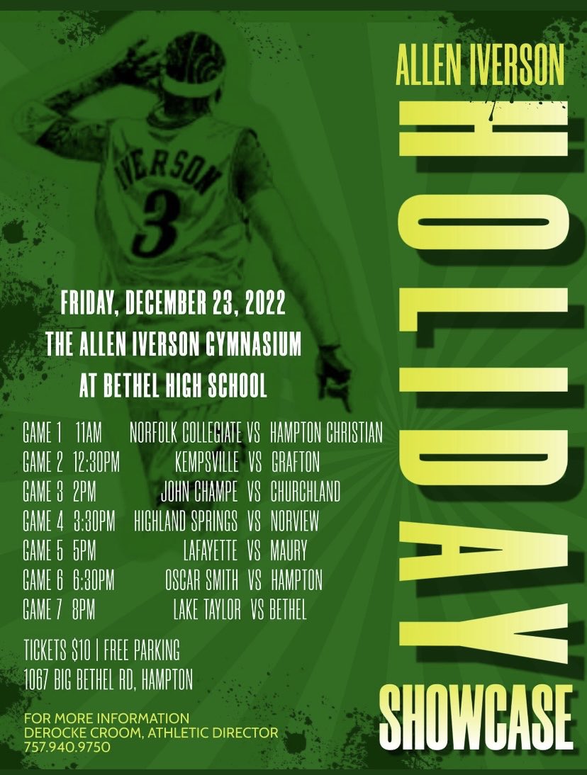 I’ll be at Bethel High School on Friday to cover the Allen Iverson Holiday Showcase for ⁦<a href="/BigShotsToday/">Hit The BIG SH🏀TS</a>⁩ ⁦<a href="/BigShotsGlobal/">BIG SH🏀TS</a>⁩.  I’ll have updates all afternoon long!