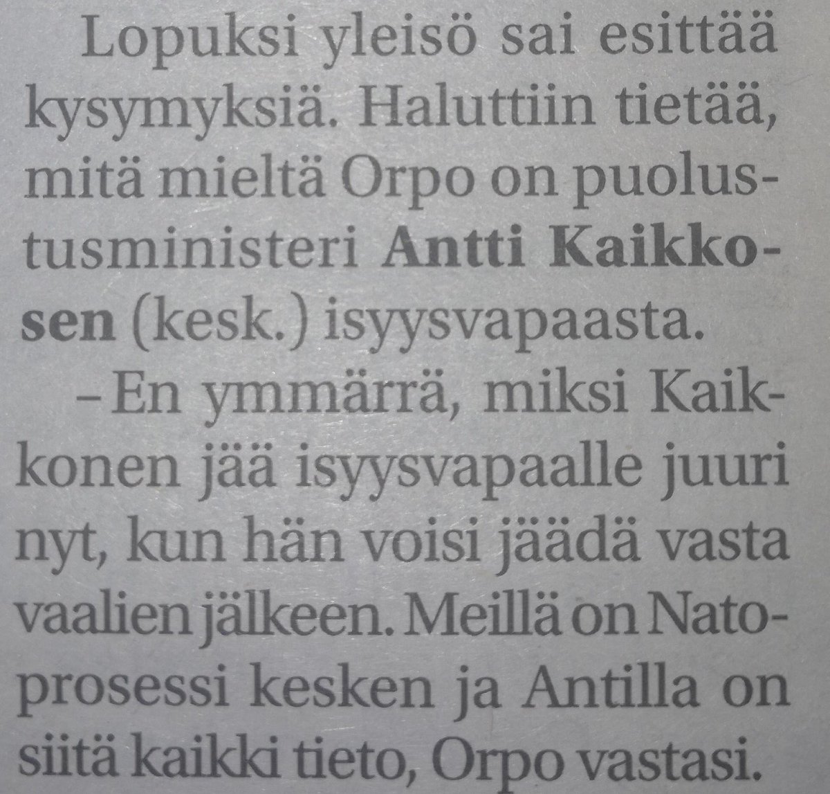 Kun vaaliväittelyt keväällä alkavat, Petteri Orpo argumentoi kokoomuksen alta aikayksikön alle 20% puolueeksi. 

Tässä taidonnäyte miten vähillä eväillä ollaan liikkeellä: