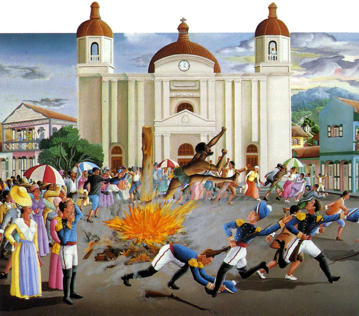 Barlafuess's tweet photo. 5/ And what if #sins in confession trespassed into legal #crimes & elicited a punishment beyond spiritual atonement? The #Jesuits were expelled in 1763 also for allegedly using confession to cover enslaved #poisoners during the #Macandal case.
(Pic by 🇭🇹artist,Wilson Anacréon) https://t.co/ssu7muYf0a