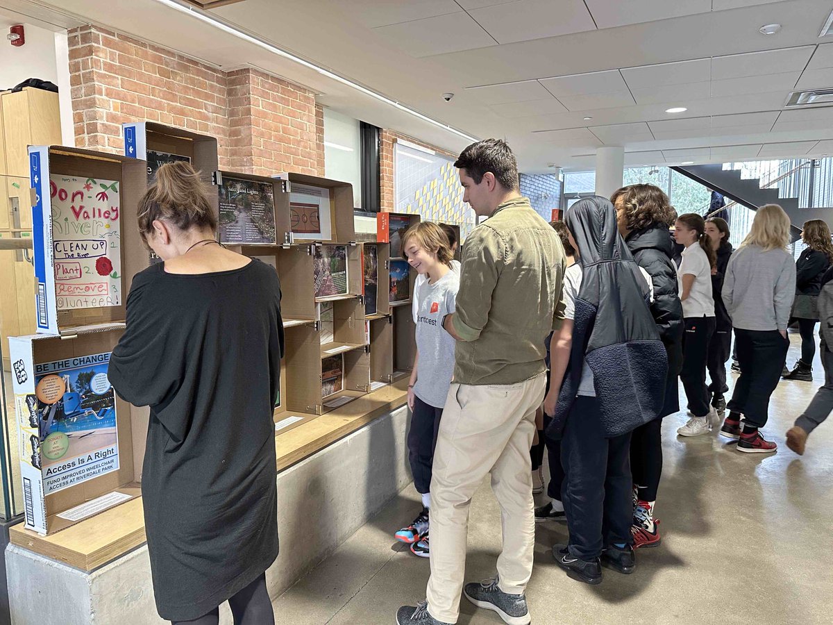 montcrest's tweet photo. Grade 7 & 8 students had a mini exhibition opening, where they shared their science/art collaborative artworks with other students, teachers and staff members. They have been working on this project since the beginning of the term. Great ideas and proposals! #TheRightChallenges https://t.co/XP4ZnYFA1B