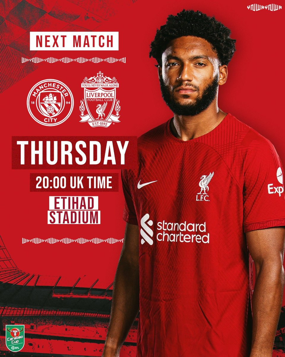 LFCTV GO (@lfctv_go) on Twitter photo We return to action on Thursday π
A trip to Manchester City in the Carabao Cup awaits π
more::π±πΊπ <a href="/LFCTV_GO/">LFCTV GO</a>  |  #LFCTV_GO
<a href="/LFC/">Liverpool FC</a>  |  #LFC  |  #YNWA  |  #AXA We return to action on Thursday π
A trip to Manchester City in the Carabao Cup awaits π
more::π±πΊπ <a href="/LFCTV_GO/">LFCTV GO</a>  |  #LFCTV_GO
<a href="/LFC/">Liverpool FC</a>  |  #LFC  |  #YNWA  |  #AXA