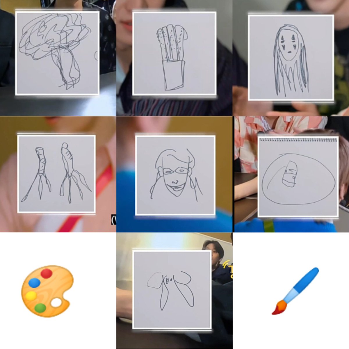 sozoohei's tweet photo. shohei is showing off his drawing skill 😎

1. broccoli in 35 seconds
2. churros in 30 seconds 
3. kaonashi in 25 seconds
4. ginseng in 20 seconds
5. joker in 15 seconds
6. pork belly in 10 seconds
7. elephant in 5 seconds 

the duration was too short but he killed it 🔥 https://t.co/NTFvASBVeS