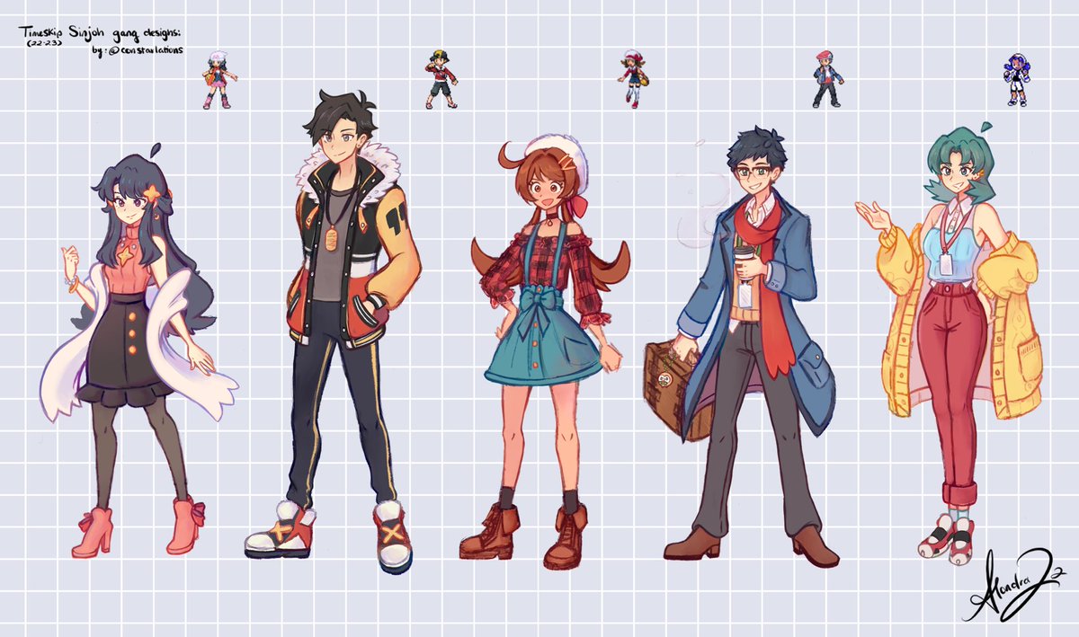 Pokemon DPPt + HGSS adult timeskip designs