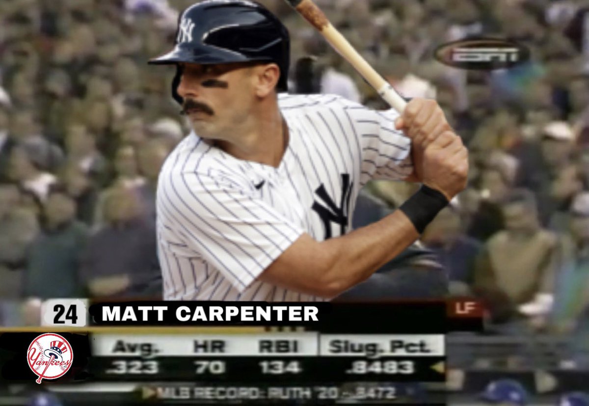 JLas43_'s tweet photo. We will be forever grateful for the absurd numbers that Matt Carpenter put up in his short time as a Yankee 🫶🏻 https://t.co/CdAZArih5q