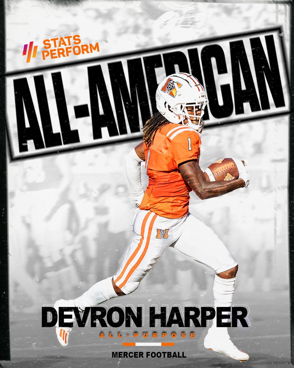 Mercer Football (@mercerfootball) on Twitter photo 𝐀𝐋𝐋-𝐀𝐌𝐄𝐑𝐈𝐂𝐀𝐍 𝐗𝟐
Congrats to <a href="/DevronHarper/">Devron Harper</a> as he was named @FCS_STATS First Team All-American. 🦾
#RaiseTheBar | #RoarTogether 𝐀𝐋𝐋-𝐀𝐌𝐄𝐑𝐈𝐂𝐀𝐍 𝐗𝟐
Congrats to <a href="/DevronHarper/">Devron Harper</a> as he was named @FCS_STATS First Team All-American. 🦾
#RaiseTheBar | #RoarTogether