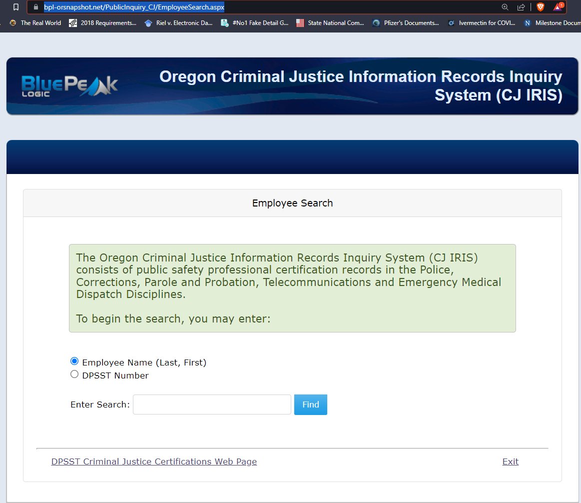 qi7p1rc's tweet image. Proof that you can look up their training on IRIS.

The highlighted legal update is Rathje's confirmation of receipt of HB2929 regarding officer misconduct.