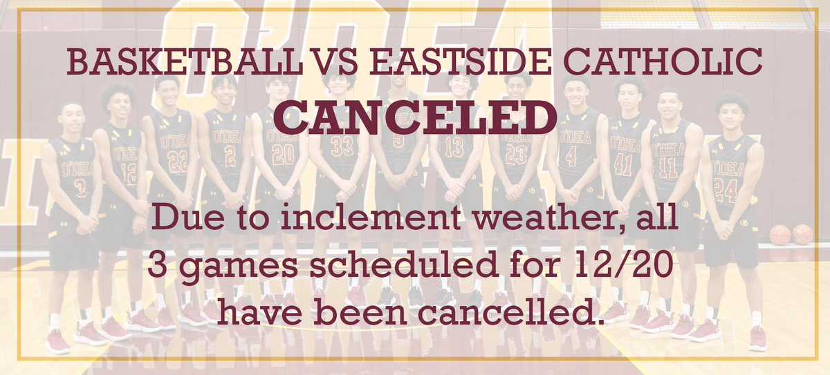 Todays triple header vs EC has been cancelled due to the weather & road conditions. Stay safe & stay tuned for a potential reschedule!