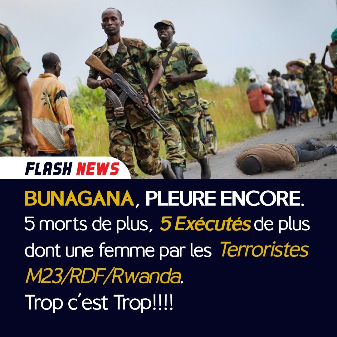 #URGENT: Nous venons de l'apprendre par un DEPUTE. Les #M23/RDF/RWANDA ont encore EXECUTE des congolais et font faire de la terreur dans #Bunagana. C'est inacceptable tout ca.😭😭 <a href="/Jmchataigner/">Jean-Marc Châtaigner 🇪🇺</a> <a href="/PatrickMuyaya/">Patrick Muyaya</a> <a href="/JustinTrudeau/">Justin Trudeau</a> <a href="/SecBlinken/">Secretary Antony Blinken</a> <a href="/AUC_MoussaFaki/">Moussa Faki Mahamat</a> <a href="/Macky_Sall/">Macky Sall</a> <a href="/EmmanuelMacron/">Emmanuel Macron</a>
