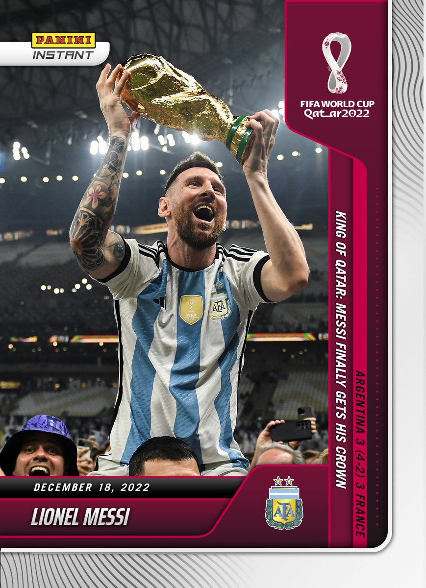 PaniniAmerica's tweet photo. To celebrate the most exciting #WorldCup Final of all time - we have new #PaniniInstant World Cup trading cards up on the site! Capture the excitement of the 2022 World Cup forever with Panini Instant!
SHOP: https://t.co/AyWlq8gph6

#whodoyoucollect #WorldCup2022 #Qatar2022 https://t.co/w2lCqKlHWq