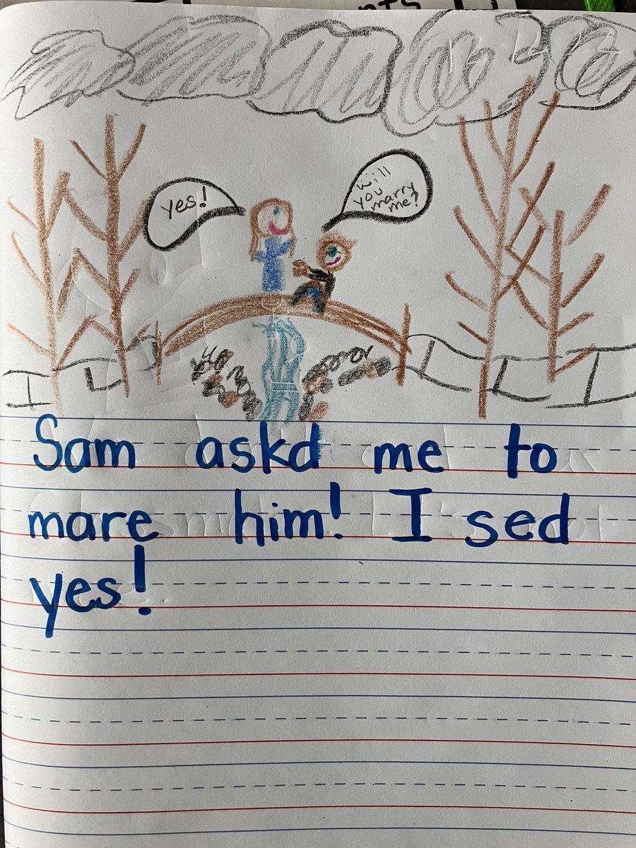 My most recent work in kindergarten writer’s workshop 💕 the kiddos are equally disgusted and excited!