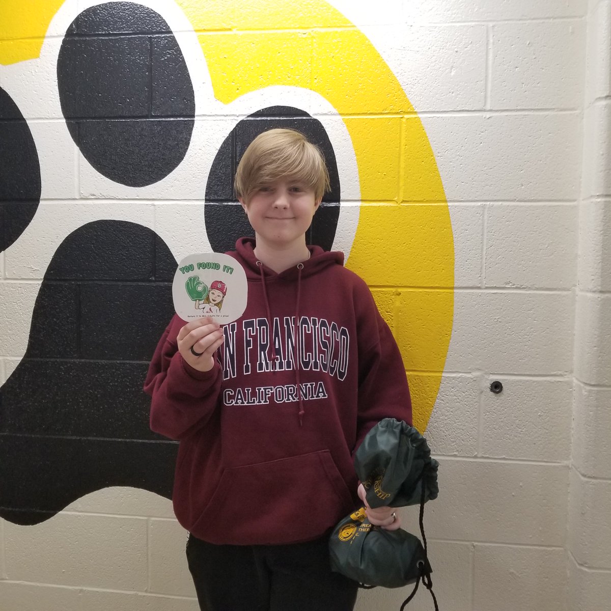 Students are searching the school to find my bitmo &amp; win a prize! This is person #8 (2x winner!)