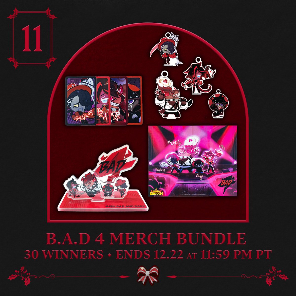 Real #baddies only, please! Our eleventh Cookiemas giveaway features exclusive merch of the #BAD4 😈

#CookieRun #CookieRunKingdom (1/4)