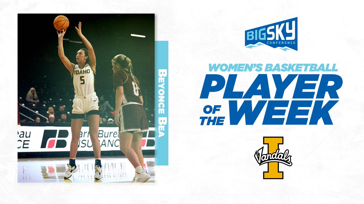 BigSkyConf's tweet photo. #BigSkyWBB Player of the Week honors go to @VandalsWBB’s Beyonce Bea after she helped the Vandals with 🔙 to 🔙 wins this past week 👏
 
#ExperienceElevated https://t.co/A1tgsCCNKZ