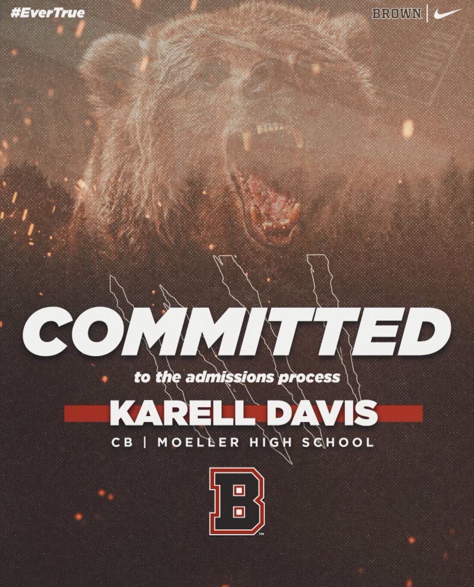 KarellDavis's tweet photo. One step closer to my dream‼️ @BrownU_Football @BrownHCPerry @Coach_Bunk @MoellerFootball https://t.co/fLU82JBZbg