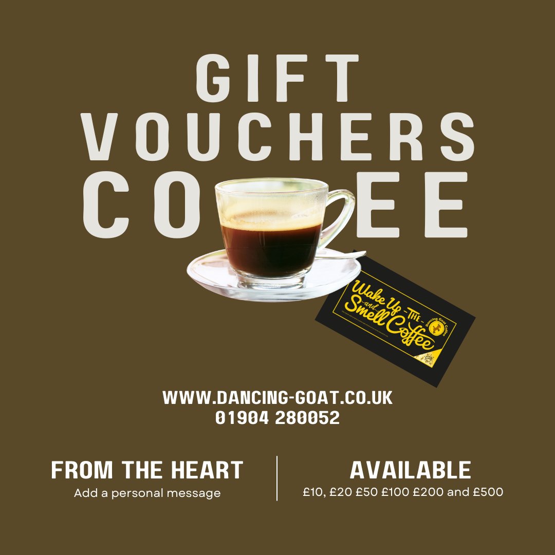 handpickedlocal's tweet image. Need a last-minute gift for a coffee lover? Worried about gifts not arriving in time for Christmas? Our #DancingGoat gift vouchers are the perfect solution and are available from £10 – £500 #clickbelow
⬇️
@dancinggoatyork ⬅️ Follow
dancing-goat.co.uk ⬅️ Visit
#wetherbyhour