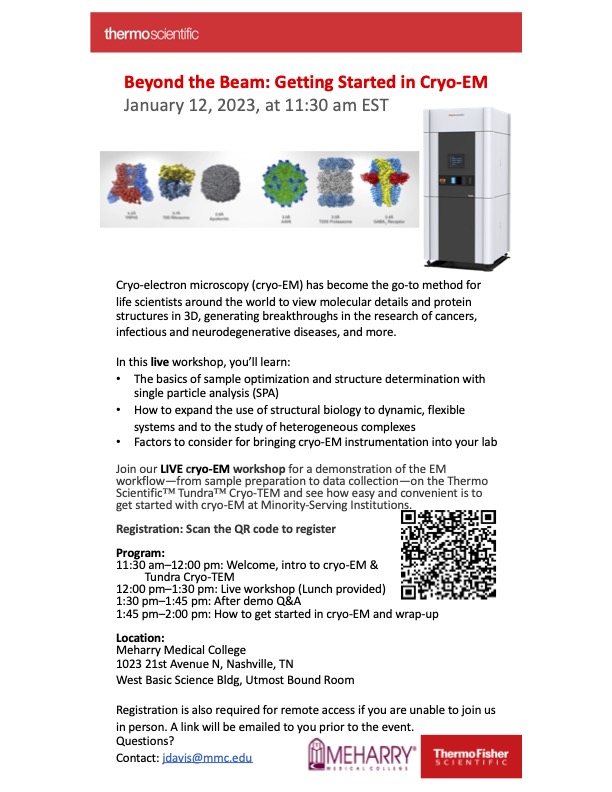 Attn: #HBCU #MSI faculty and trainees! Join us on January 12, 2023, for a hybrid presentation of how to bring cryoEM to your lab/institution, start a new collaboration or send your samples to one of the national cryoEM centers. @BlackinBiophys