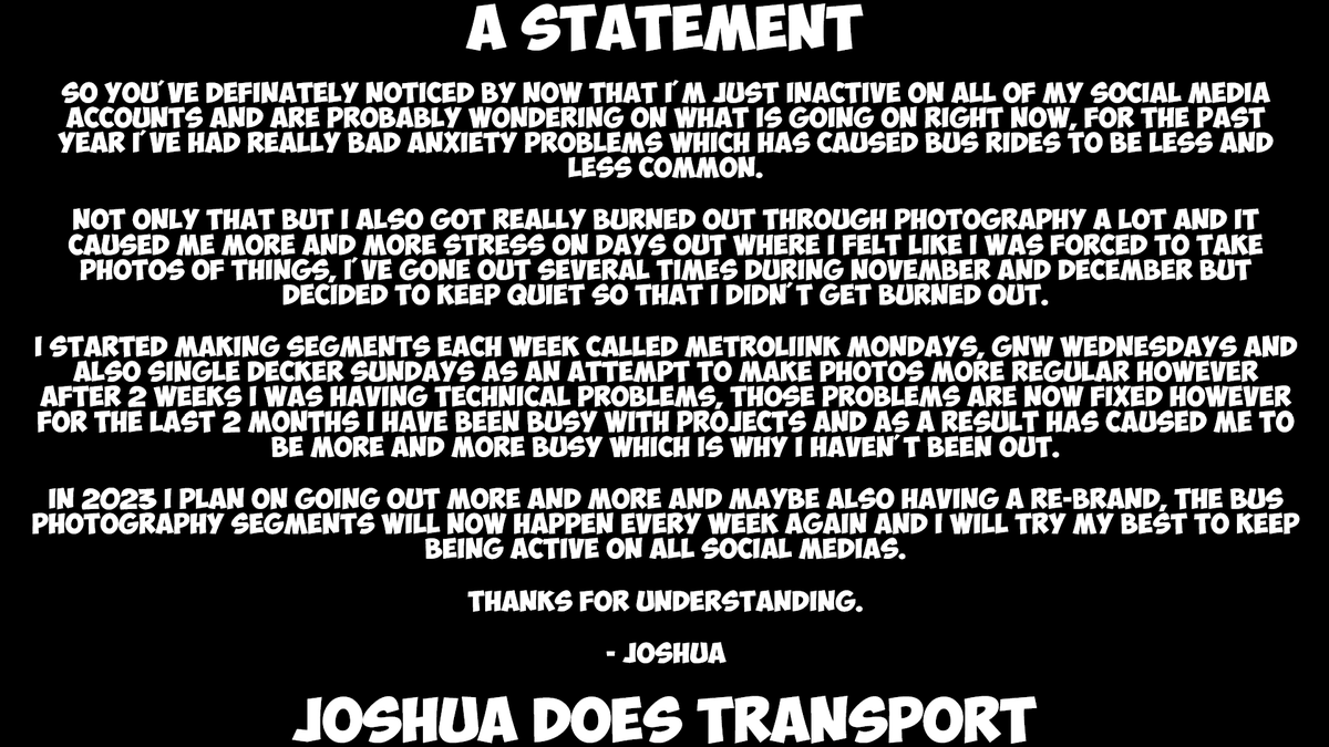 Please Read this statement if you want to know what's going on with Joshua Does Transport. ⬇️
