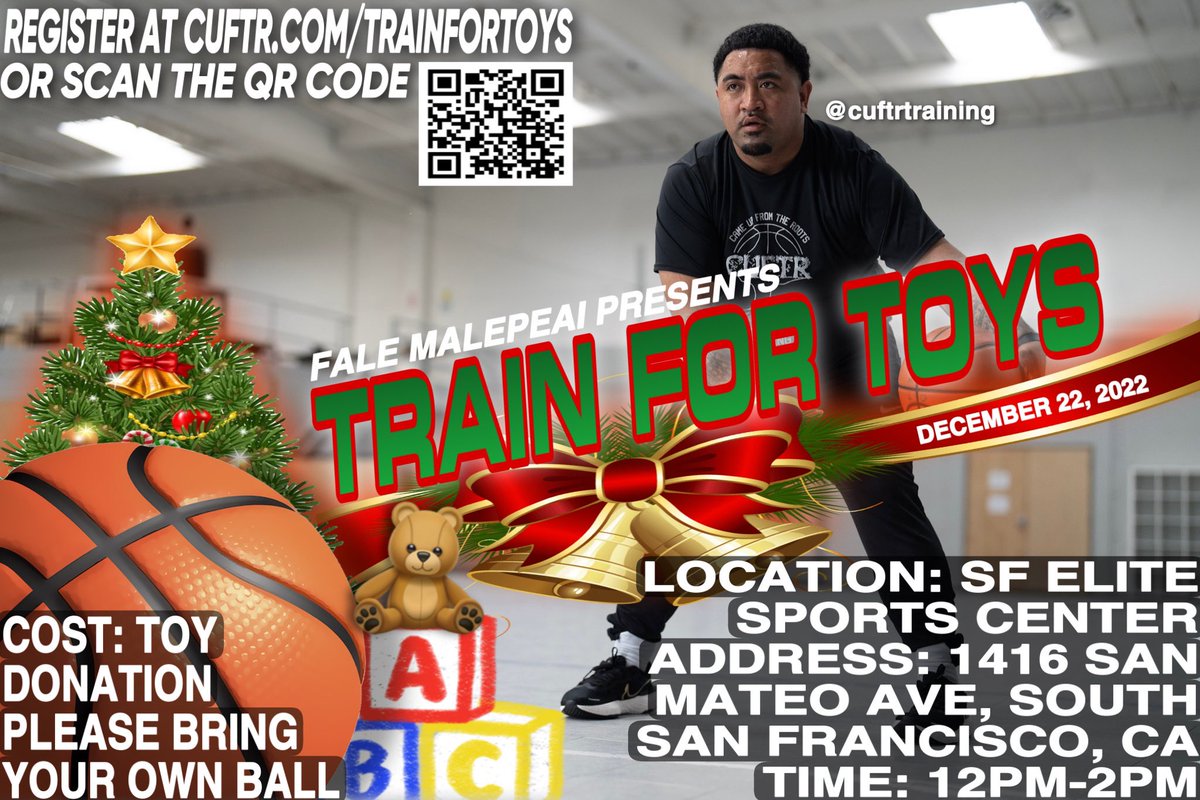 This Thursday Dec 22, 2022 in South San Francisco from 12pm - 2pm. Completely FREE basketball skills clinic. Only form of payment is to donate an unopened toy. Let’s help create a better holiday for another family. Check the flyer for more info.#CUFTR