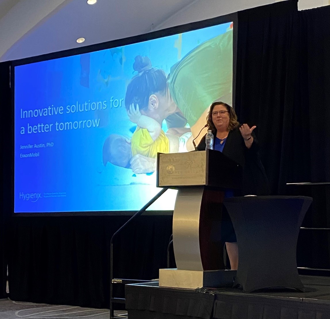 XOM_Chemical's tweet image. ExxonMobil’s Market Segment Manager, Jennifer Austin discussed how ExxonMobil helps to lead innovation &amp;amp; the investment in nonwovens at the recent Hygienix Conference in New Orleans. Learn more: exxonmobil.co/3vb7CVe

#hygienix #nonwovens