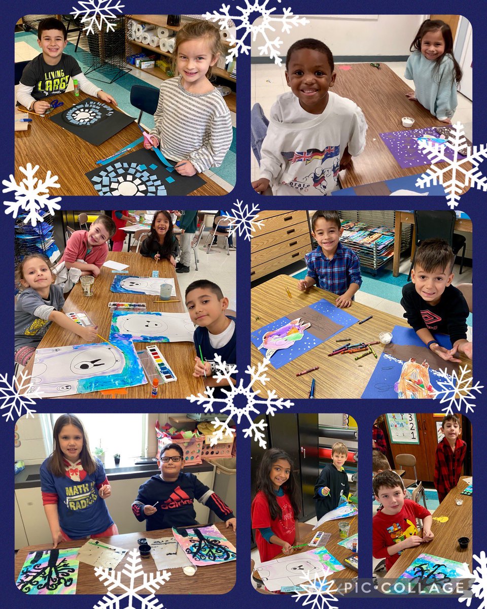 Artists have been working hard on their Winter masterpieces! I am “snow” proud of them! 😊💙❄️   @OrlandCenter @OSD135 @ParkSchool135 #lovinart