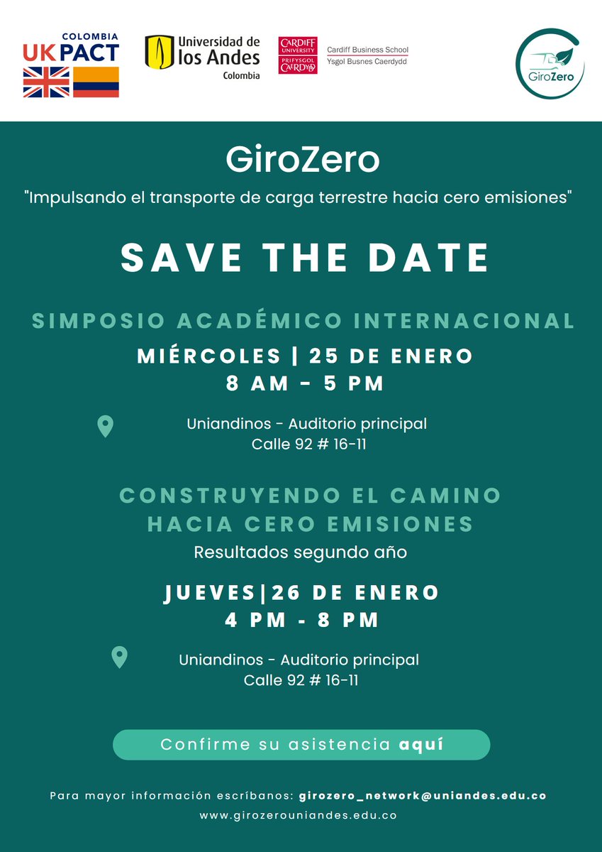 GiroZeroNetwork's tweet photo. ¡SAVE THE DATE! Estamos felices de anunciarles los próximos eventos #GiroZero para el 2023
👉 Resultados segundo año GiroZero
👉 Simposio Académico: Estrategias y herramientas para la eficiencia energética en el transporte automotor de carga
Participe: https://t.co/vQuhG1M8Eb https://t.co/DQOJY88PTE