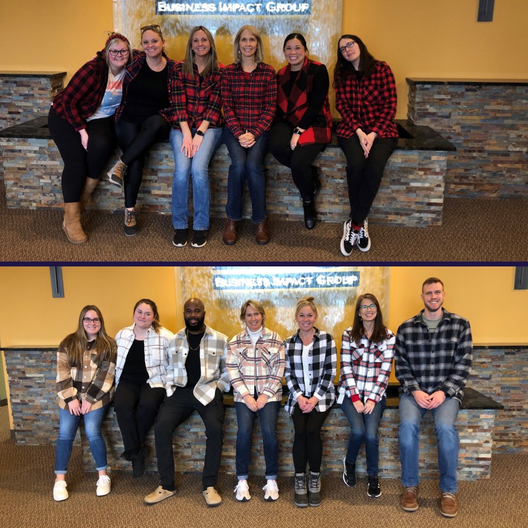 BizImpactGroup's tweet photo. Last week BIG had a blast with Spirit Week! ❄️ 

Monday - Flannel Day 
Tuesday - Favorite Sports Team Day
Wednesday - BIG Apparel Day
Thursday - Christmas Sweater Day 

Thank you to all those who participated! #spiritweek https://t.co/gxn4877YK2