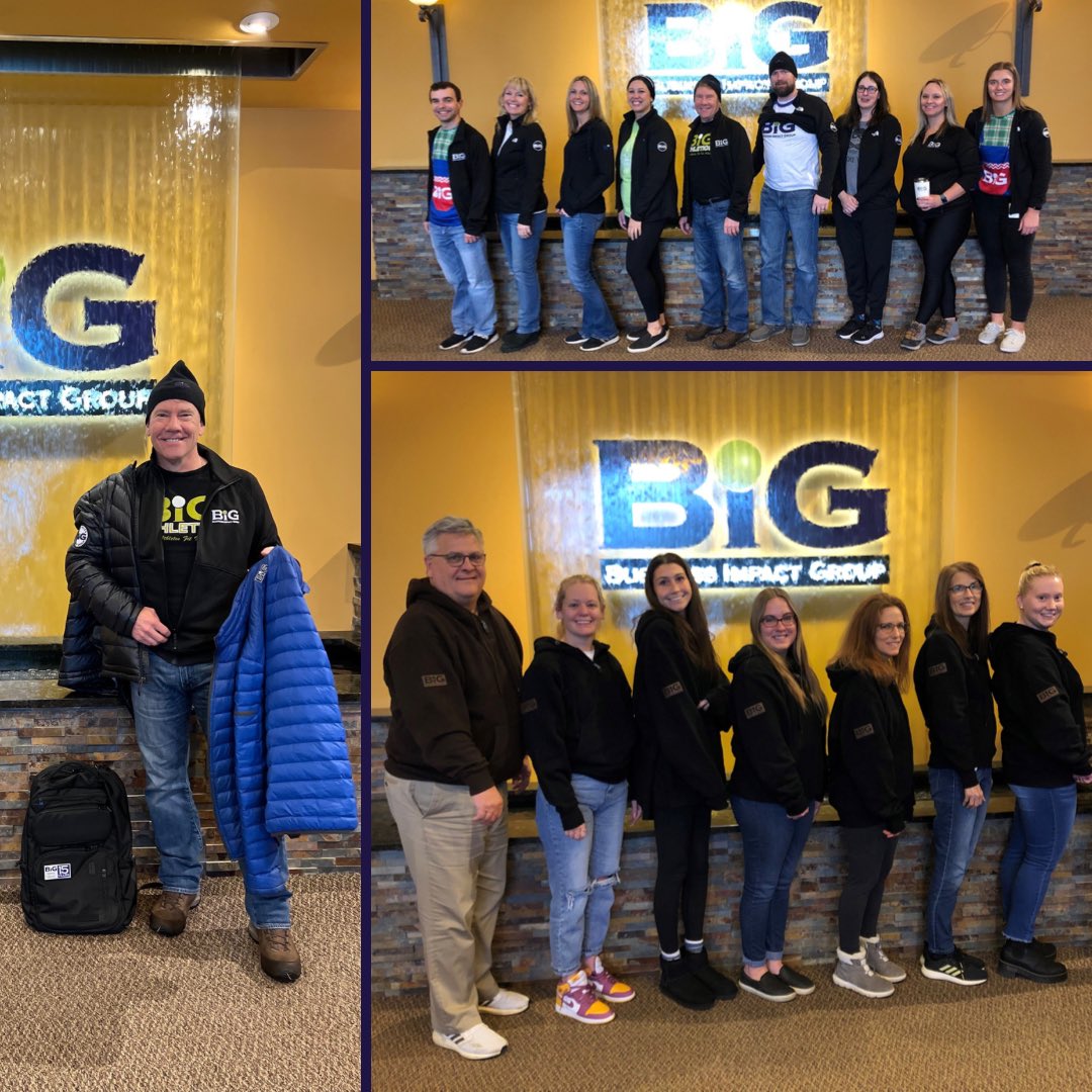 BizImpactGroup's tweet photo. Last week BIG had a blast with Spirit Week! ❄️ 

Monday - Flannel Day 
Tuesday - Favorite Sports Team Day
Wednesday - BIG Apparel Day
Thursday - Christmas Sweater Day 

Thank you to all those who participated! #spiritweek https://t.co/gxn4877YK2
