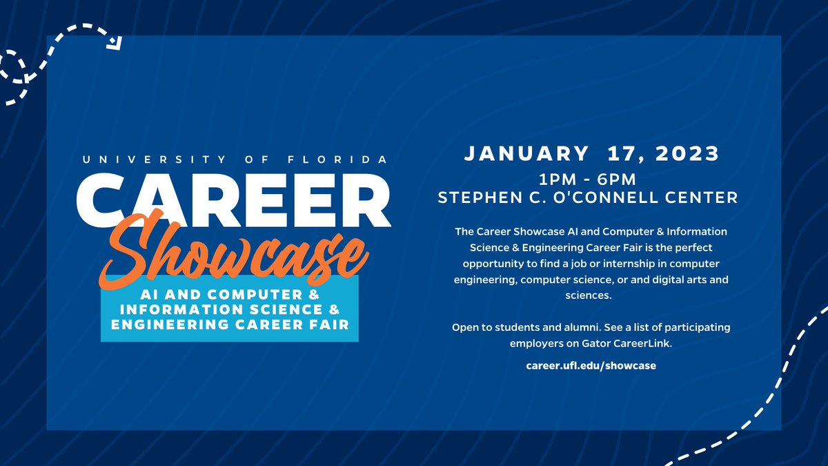 UFCISE's tweet photo. The Spring 2023 #AICISECareerFair is January 17!
Students, don’t miss this great opportunity to spend the afternoon talking with some of the country’s best companies. #GatorCSnCE #GoGators https://t.co/GnzGZG3nBE