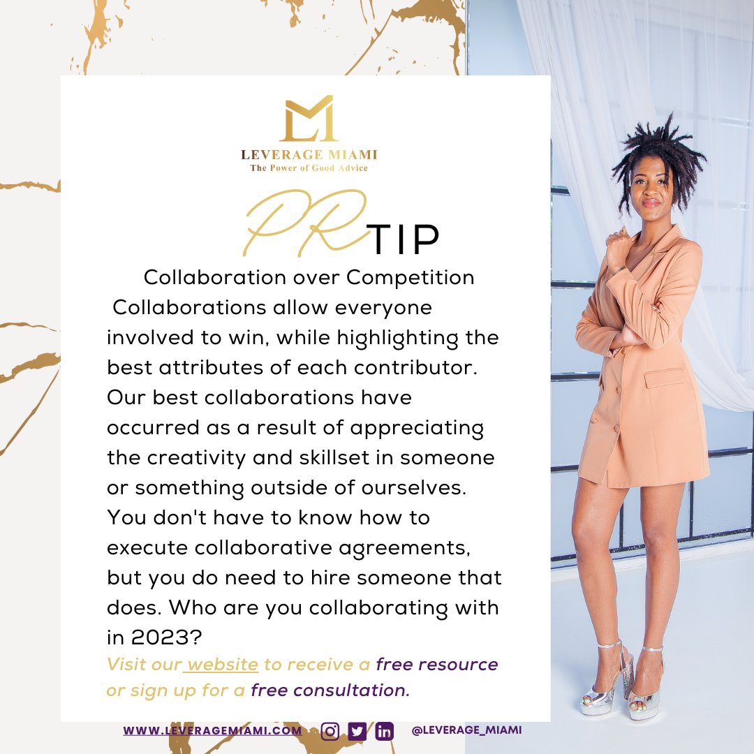 12/20 Happy PR Tip Tuesday! Collaboration over Competition  Collaboration - to commit to the possibility of producing an outcome greater than the one that would be developed in silo. Who are you collaborating with in 2023?