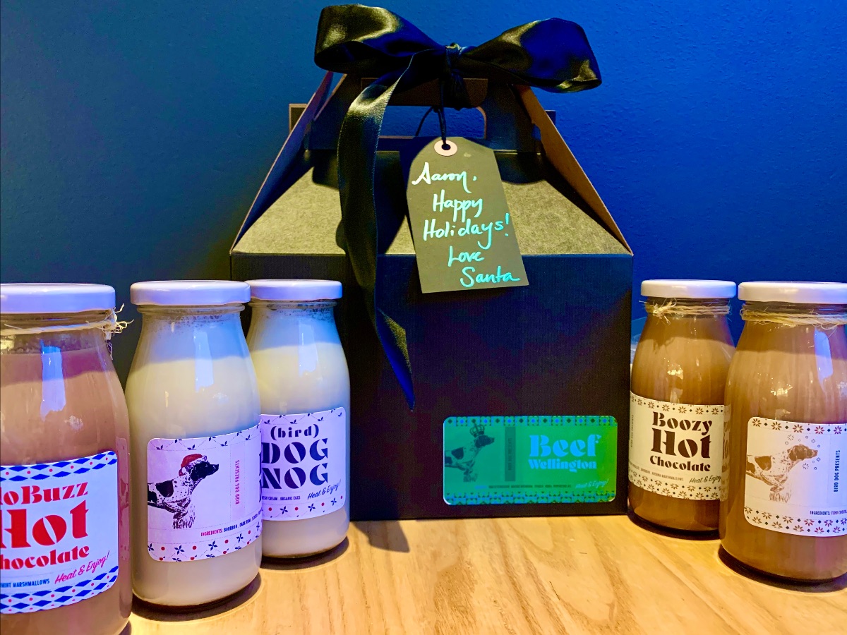 Don't miss holiday gifting! #BIRDDOG has you covered for hostess gifts, house guests, or just an easy, crave-worthy dinner (or sip) for yourself. Wagyu Tenderloin/Parker House Rolls, No Buzz and Boozy Hot Chocolates w. Marshmallows, and BIRD DOG Nog. - mailchi.mp/birddogpa/in-f…