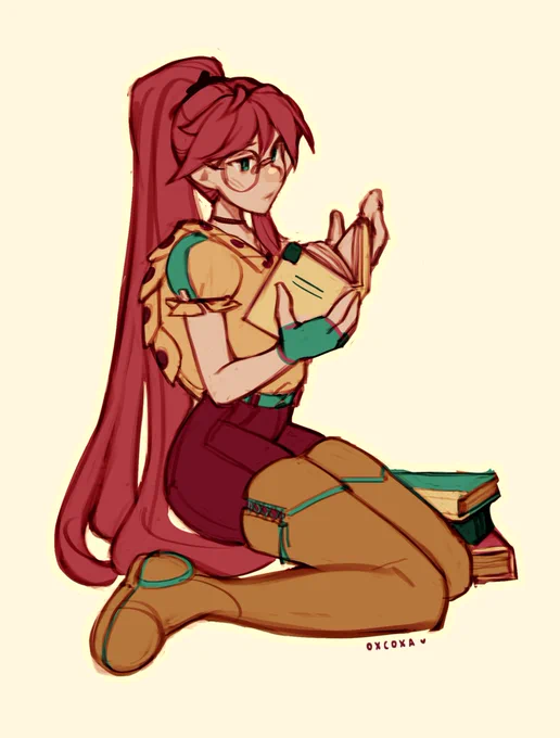 Persephone (Otto and the Ancient Worlds)  Original designA little vignette of Persephone reading, a small part of her character sheet.#gamedevelopment 