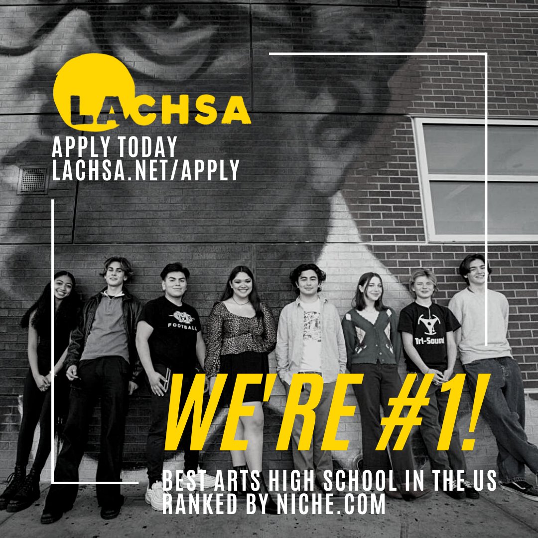 We're so proud to share that the 2023 Niche rankings have been announced and LACHSA has once again been named the #1 High School for the Arts in CA and the Nation! 🥳🥇✨

👉 If you’re interested in being a part of the #1 Arts High School, apply today at lachsa.net/apply