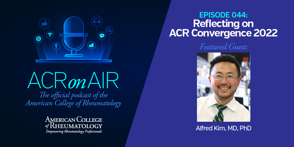 American College of Rheumatology (@acrheum) on Twitter photo NEW EPISODE! In the final ACR on Air episode of the year, <a href="/alhkim/">Alfred Kim (moving to Bluesky as alhkim)</a> joins host <a href="/hausmannMD/">Jonathan Hausmann MD</a> to discuss his thoughts on & key learning takeaways from #ACR22. Listen now → acronair.org NEW EPISODE! In the final ACR on Air episode of the year, <a href="/alhkim/">Alfred Kim (moving to Bluesky as alhkim)</a> joins host <a href="/hausmannMD/">Jonathan Hausmann MD</a> to discuss his thoughts on & key learning takeaways from #ACR22. Listen now → acronair.org