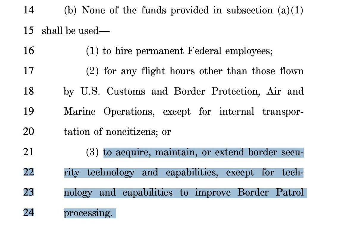 This $1.7 trillion spending bill prohibits Border Patrol funding from being used to secure the border. 

And only allows flights for noncitizen transport aka - Illegal aliens - 

What a joke.