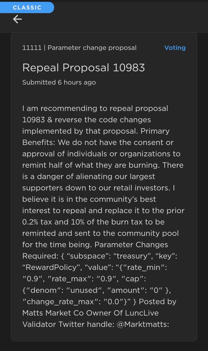 DemonMonkey777's tweet photo. #LUNC community be sure to go vote! Ur vote overrides the vote your validators make. Reach out to your validators as well and voice ur vote to them. Let's repeal 10983 and show  respect to all those who have burned. Let not take their money. https://t.co/66Z59bmJZV