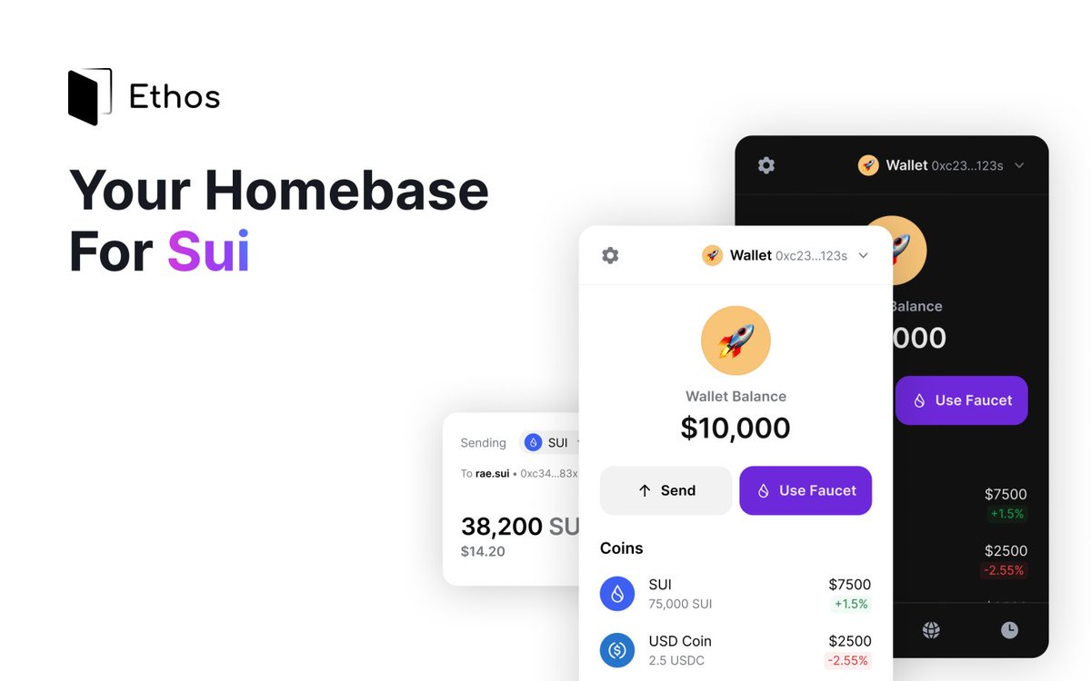 EthosWalletXYZ's tweet photo. ✨ PRODUCT ANNOUNCEMENT✨ 

Today we’re releasing a complete redesign of our Chrome extension wallet for the Sui blockchain🚀

Read more about our Chrome extension wallet here: https://t.co/knvDMpoS7F 🧵

Get the new Chrome ext: https://t.co/xqpXwNIask  1/ https://t.co/YgkrPM8Q6j
