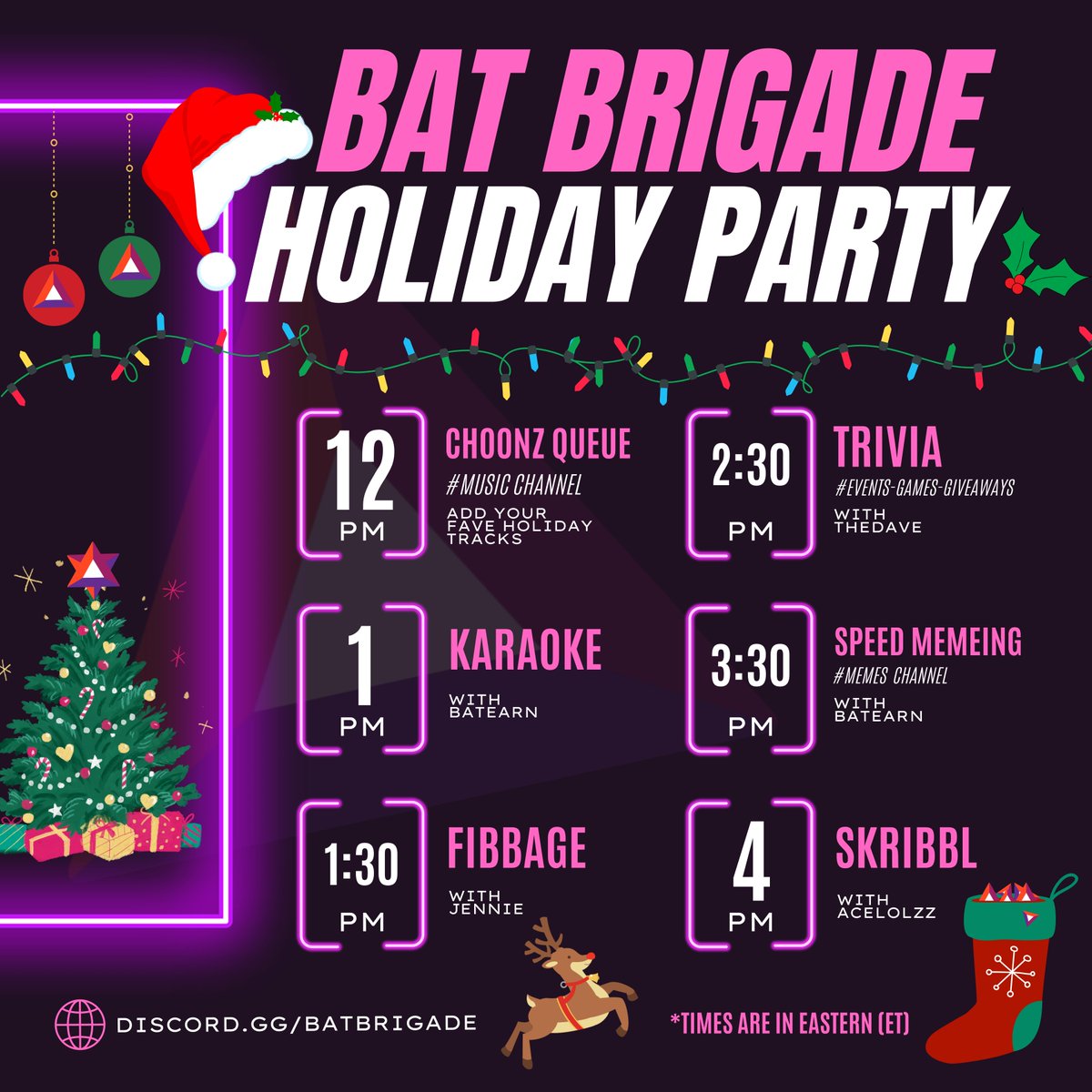1/ 💌 YOU'RE INVITED: Join us tomorrow (12/21) for a holiday party in the BAT Brigade Discord! 🎄 We've planned an afternoon of festive games hosted by our team and community members, with $BAT prizes and exclusive holiday swag up for grabs! ⛄️🎁❄️✨

📍discord.gg/BATBrigade
