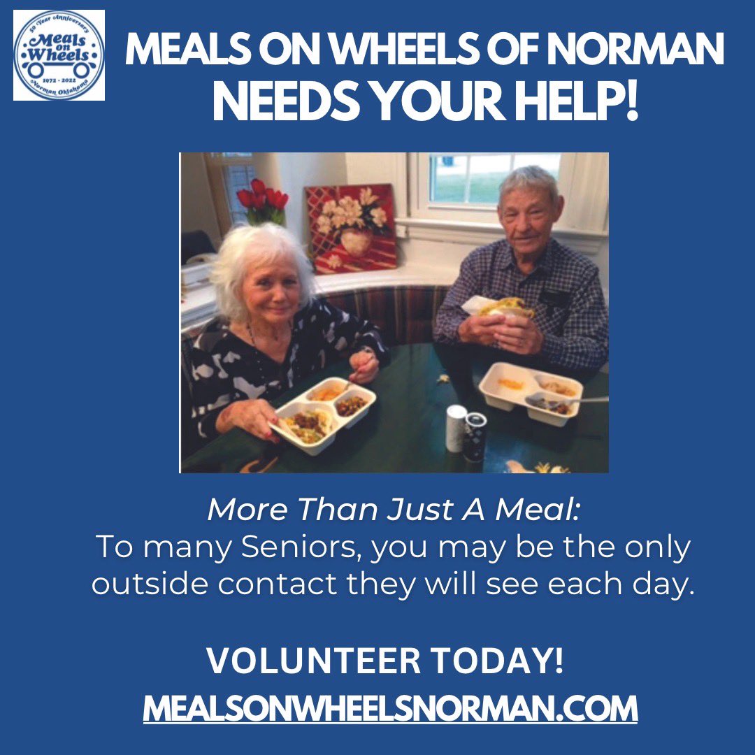 TheGavinFreeman's tweet photo. sooner fam we need your helpβοΈβοΈJoin the team and let's help provide meals for the Seniors of Meals on Wheels of Norman this holiday season!
*Volunteer Today: https://t.co/7V9HODHO7A
@1oklahomanil @mealsonwheelsok #endseniorhunger #1Oklahoma https://t.co/TpK0Nn2Aql