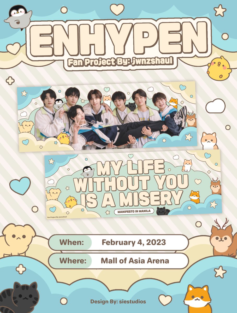 #MANIFESTO_IN_MANILA
↳ fan support project by @jwnzshaul

— hello, engenes! i'll be giving away ot7 hand banners for free on feb 4! see you ❤️

 ◠ [to claim: like and rt to spread] 
 ◠ open to all engenes
 ◠ 1:1 ratio (limited only)

#ENHYPEN <a href="/ENHYPEN_members/">ENHYPEN</a> <a href="/ENHYPEN/">ENHYPEN OFFICIAL</a>
