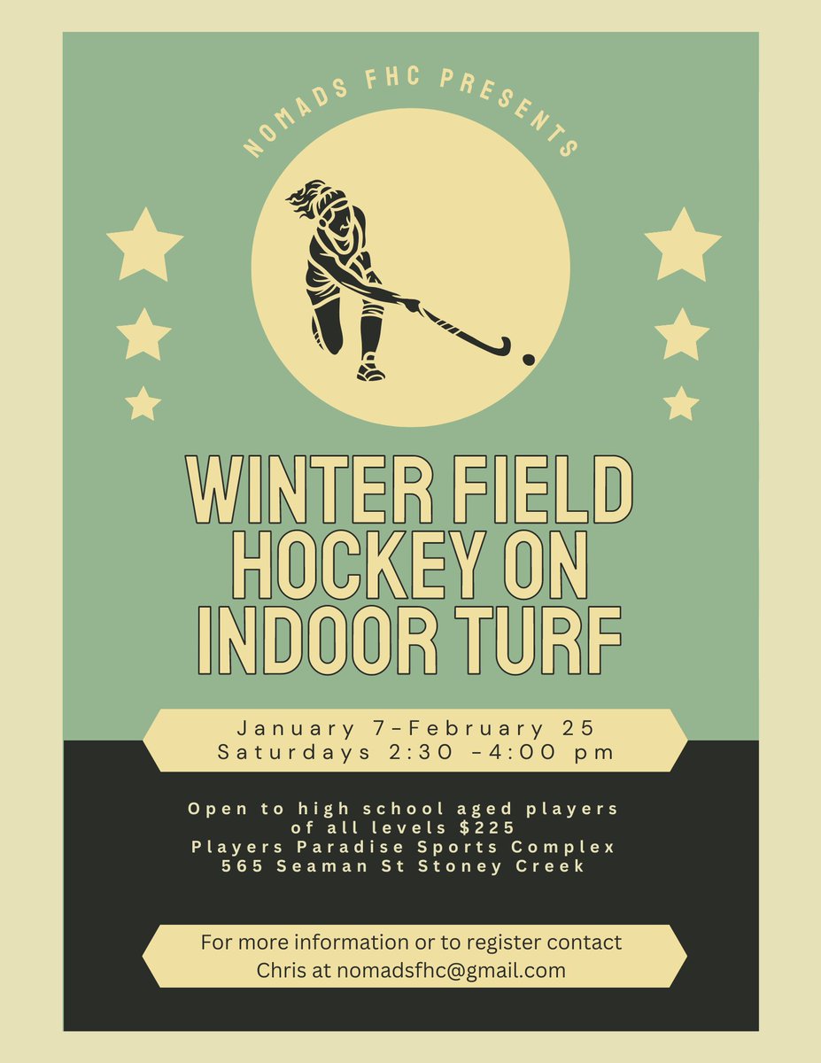 FieldHockeyOnt's tweet image. Nomads FHC located in Hamilton has an indoor field hockey session. Don't let the off season stop you from playing field hockey. Email nomadsfhc@gmail.com to sign up for  short skills lesson and warm up followed by a full hour of games.

#fieldhockey #indoorturf