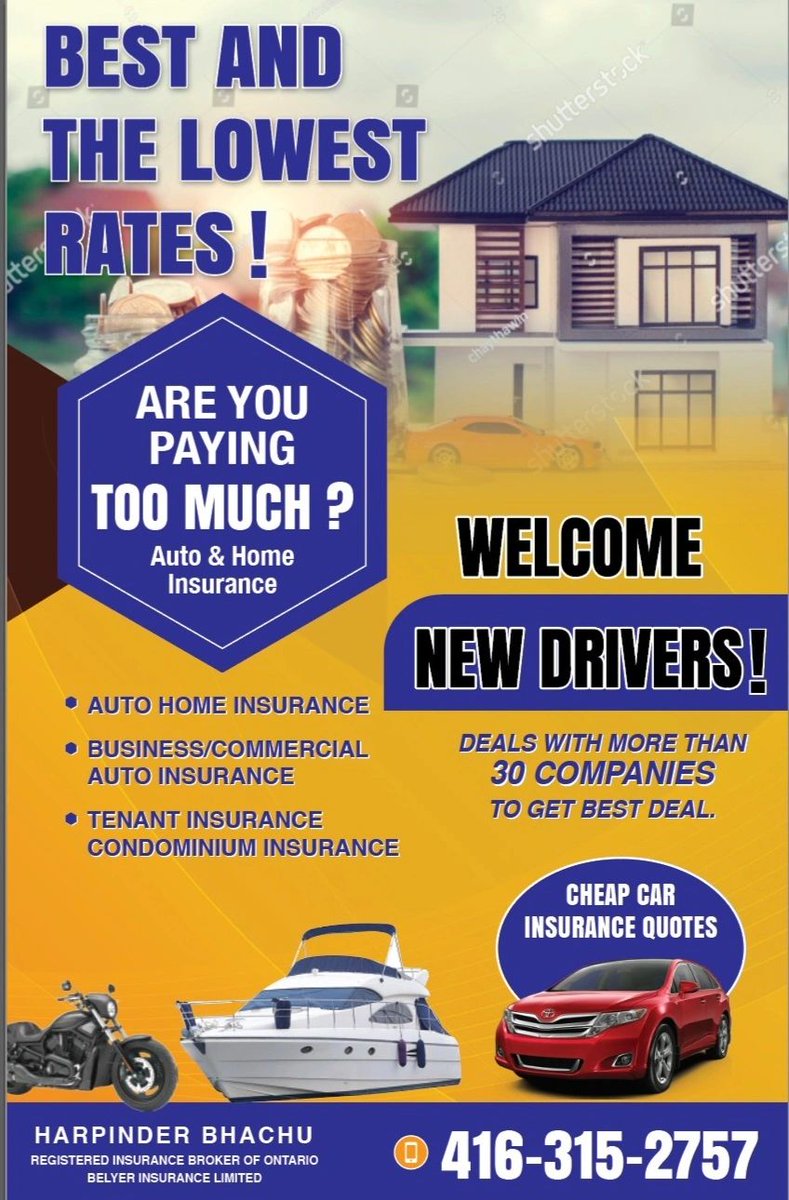 Are you paying too much for 
Auto &amp; Home Insurance ?? 

New Driver's Welcome !!

Best &amp; Lowest Rates … 416-315-2757

416-315-2757
instagram.com/we_insure_fina…
facebook.com/groups/1588050…