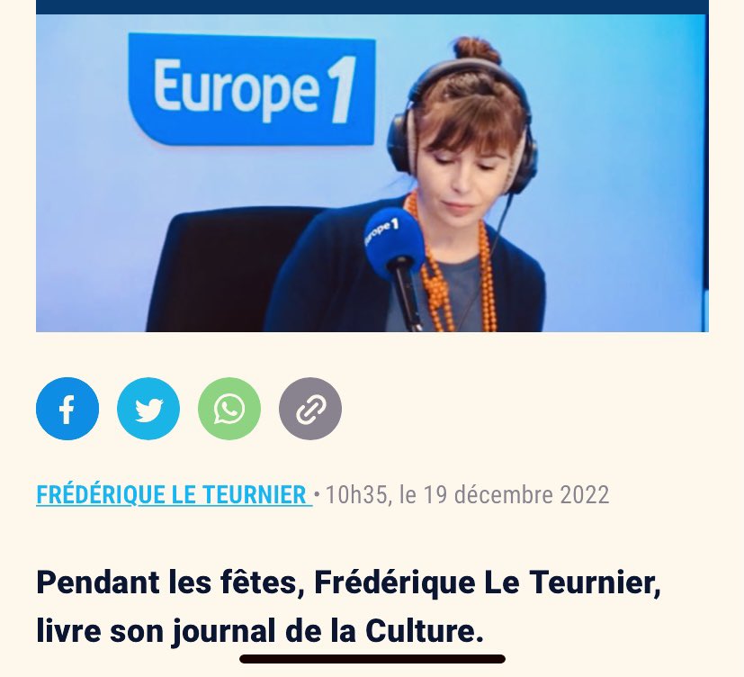 fredeleteurnier's tweet photo. Le journal de la Culture c’est tous les matins sur @Europe1 pendant ces fêtes de fin d’année. https://t.co/VTStIfmjAm