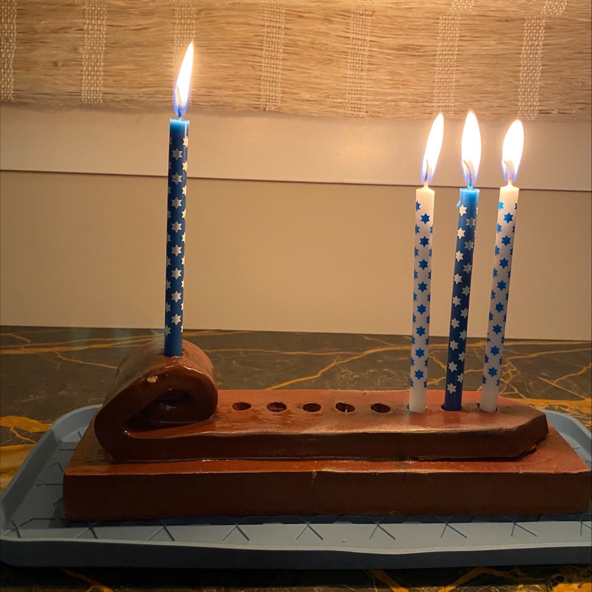 Wishing you a bright third night of Hanukkah! Thank you Lisa for sharing your menorah with us all the way from California.