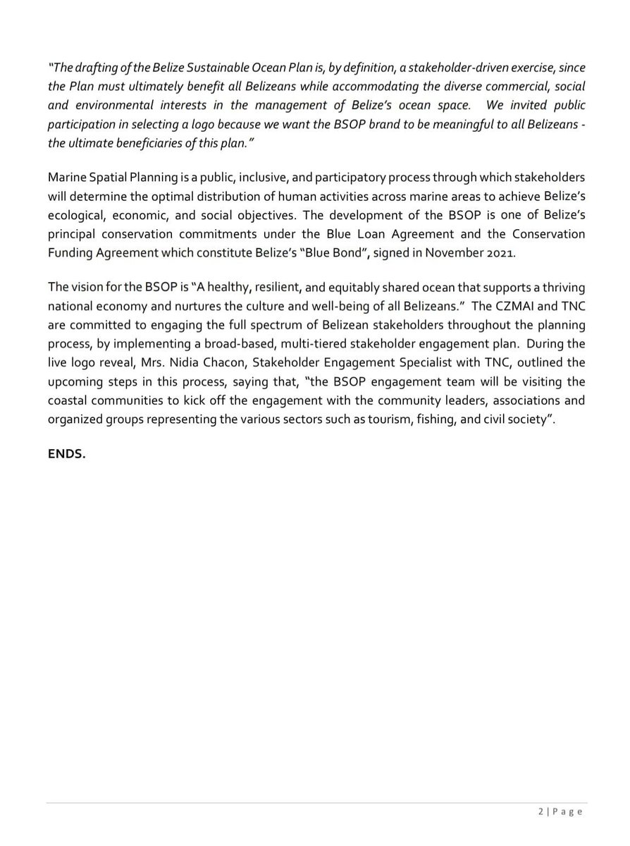 bbfpunitbze's tweet image. The Belize Sustainable Ocean Plan Reveals its Logo 

#Belizebluebond #MSP #BSOP #Conservationcommitments #Marineconservation