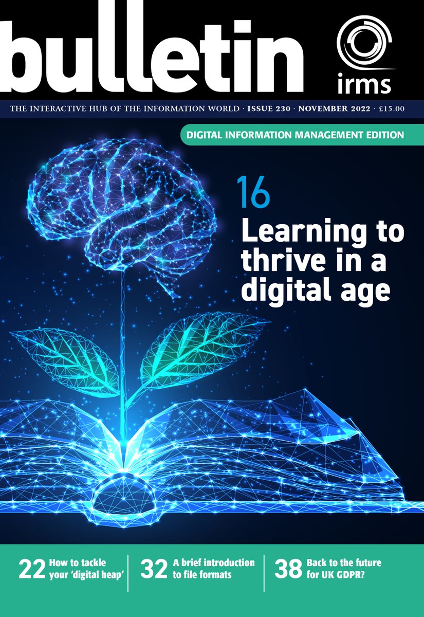 Additional citation for #h2cm @IRMSBulletin Bulletin - November 2022 hodges-model.blogspot.com/2022/12/irms-2… @britishlibrary @eventsBL #records #literacy Fryer, 'Information Literacies - Learning, to thrive in a digital age' @IRMSociety #education #technology #recordsmanagement #curation