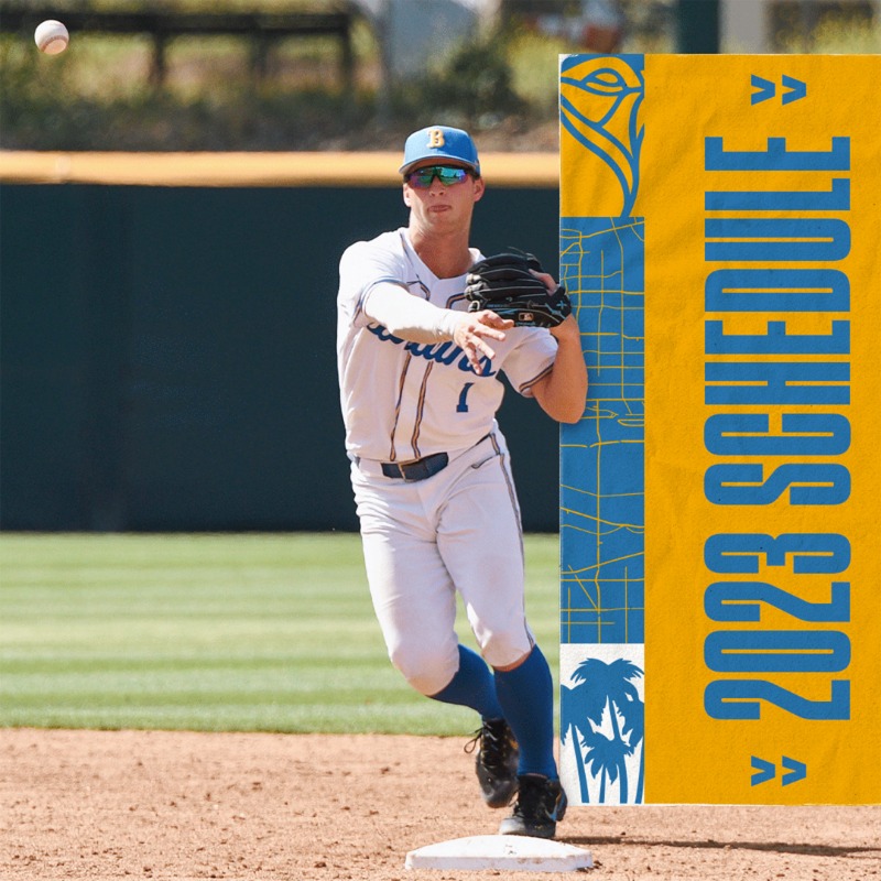 UCLABaseball's tweet photo. Our 2023 schedule has officially dropped 👇

🗓️ | https://t.co/q3jAXklzwv
 📝 | https://t.co/Hvafozf4dC
 🎟️ | https://t.co/lASlqLyq56

#GoBruins