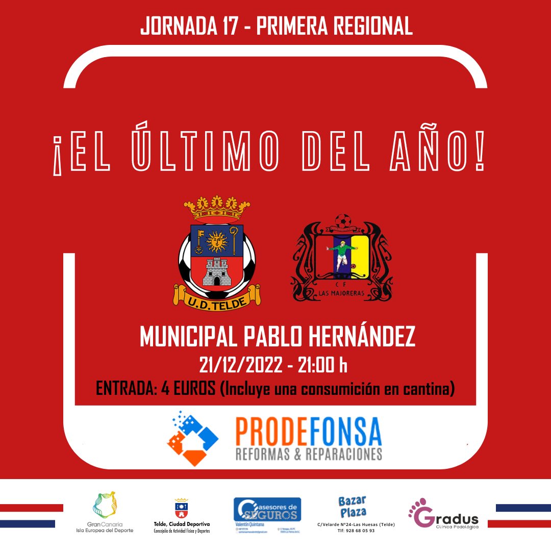 UD_TELDE's tweet photo. ¡Hola, @CfMajoreras!
 
💪 ¡Llega el último partido del año! ¡Nos toca cerrar el 2022 con nuestra afición! ¡Te esperamos!
  
🔜 Nos vemos este miércoles (21:00h), en el Pablo Hernández. 

#MomentoDePonerTuToque💙❤️ https://t.co/rk1z1XXKte