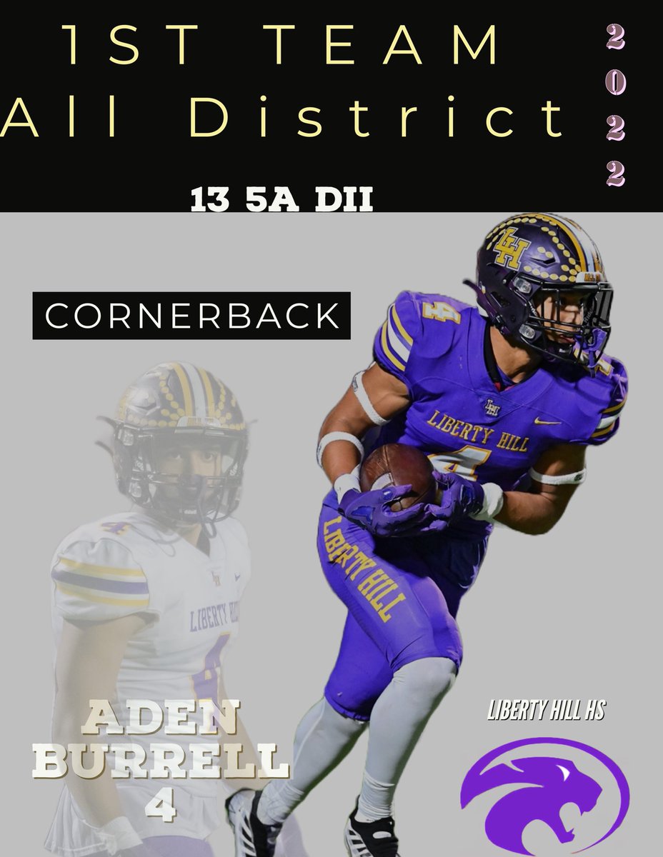 Honored to be selected as 2022 1st Team All District Corner 13 5A DII🙏🏈  #ALLIN <a href="/LH_Panthers_FB/">Liberty Hill Football</a>